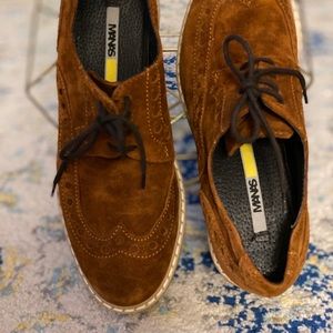 Suede Free People Manas platform oxfords